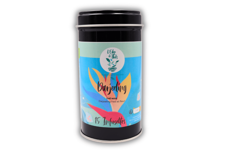 Thé noir Darjeeling bio infusette pyramide fibre de maïs L'Eden des Thés boîte 15 sachets Bretagne